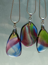 Rainbow Light Body Andara Polished Pendant with a Sterling Silver Necklace