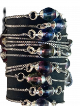 Rainbow Andara Silver Plated Bracelet with Bead - Adjustable