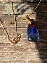 Rainbow Light Body Andara Polished Pendant with Gold Plated Wire Necklace